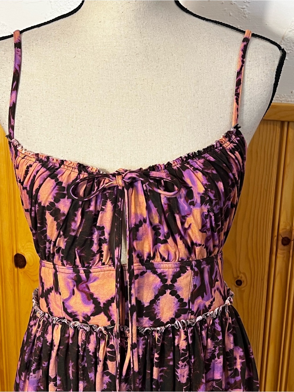 Ulla Johnson Freya Cutout Tie-Dyed Cotton-Jersey Midi Dress Sz-6 - Picture 3 of 12